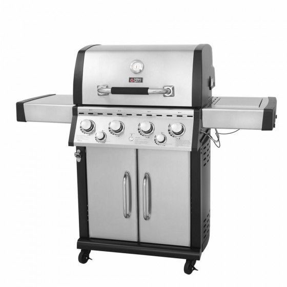 Thermogatz GS Grill Superior Ψησταριά Υγραερίου Μαντεμένιας Σχάρας 66x46εκ. με 5 Εστίες 21kW και Πλαϊνό Μάτι + Δώρο Κάλλυμα