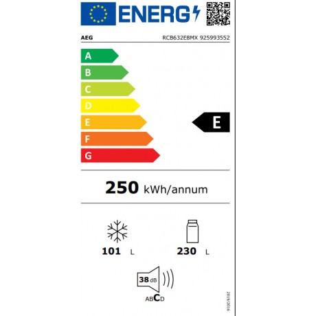 AEG RCB632E8MX Ψυγειοκαταψύκτης NoFrost Υ186xΠ59.5xΒ65εκ. Inox