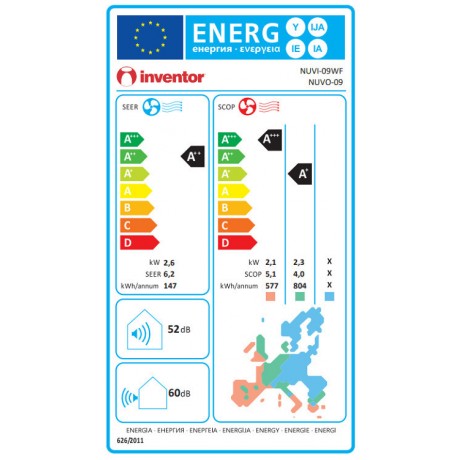 Inventor Neo 2 N2UVI-09WFI/N2UVO-09 Κλιματιστικό Inverter 9000 BTU A++/A+ με Ιονιστή και WiFi