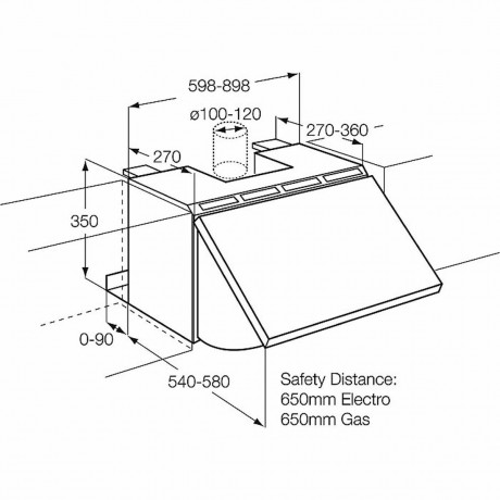 Zanussi ZHI 612G Πτυσσόμενος Απορροφητήρας 60cm Inox