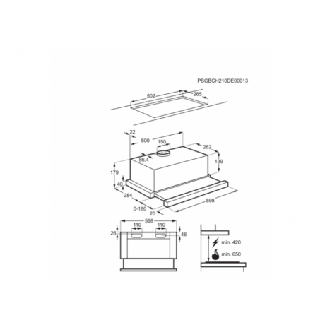 AEG DPB3632S Συρόμενος Απορροφητήρας 60cm Inox