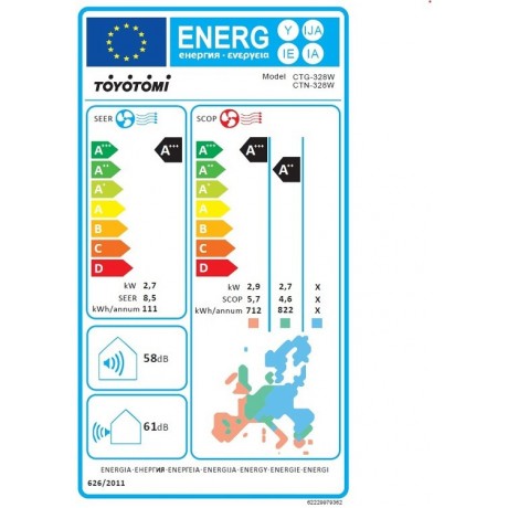 Toyotomi Erai CTN/CTG-328W Κλιματιστικό Inverter 9000 BTU A+++/A++ με Ιονιστή και Wi-Fi