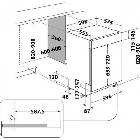 Whirlpool WBC 3C34 PF X Εντοιχιζόμενο Πλυντήριο Πιάτων για 14 Σερβίτσια Π60εκ. Inox 869991614670