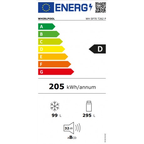 Whirlpool WH SP70 T262 P Εντοιχιζόμενος Ψυγειοκαταψύκτης 394lt Total NoFrost Υ193.5xΠ69xΒ55.1εκ. Γκρι