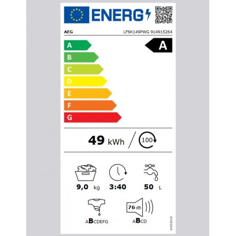 AEG LF6K149PWG ProSense Πλυντήριο Ρούχων