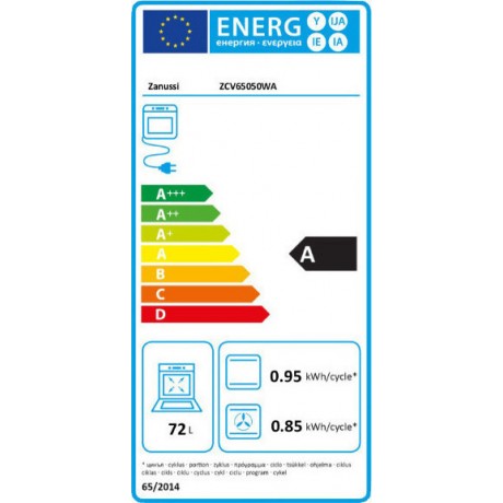 Zanussi ZCV65050WA Κουζίνα 72lt με Κεραμικές Εστίες Π59.6εκ. Λευκή 