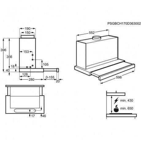 AEG DPE5660M Συρόμενος Απορροφητήρας 60cm Inox