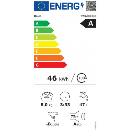 Bosch WAN28283GR Πλυντήριο Ρούχων 8kg 1400 Στροφών 