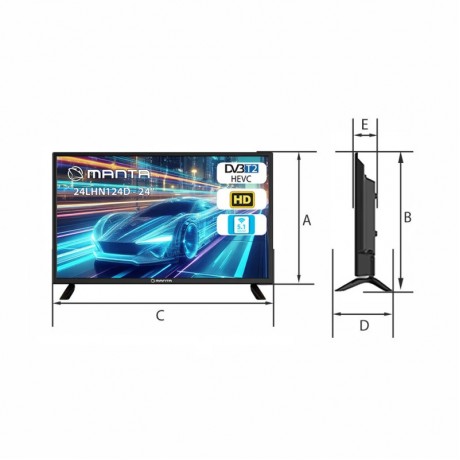 Manta LED240E4 Τηλεόραση 24" HD Ready LED Λειτουργία 12Volt 