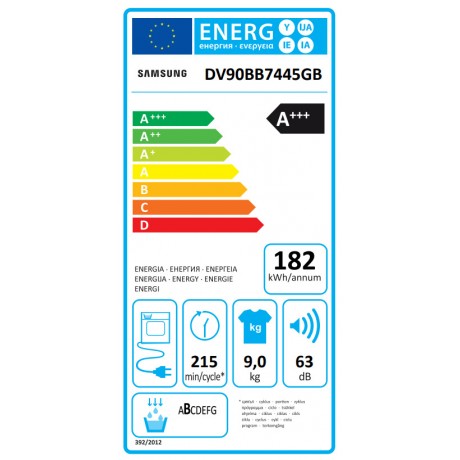 Samsung DV7400B DV90BB7445GBS6 Στεγνωτήριο 9kg A+++ με Αντλία Θερμότητας Black