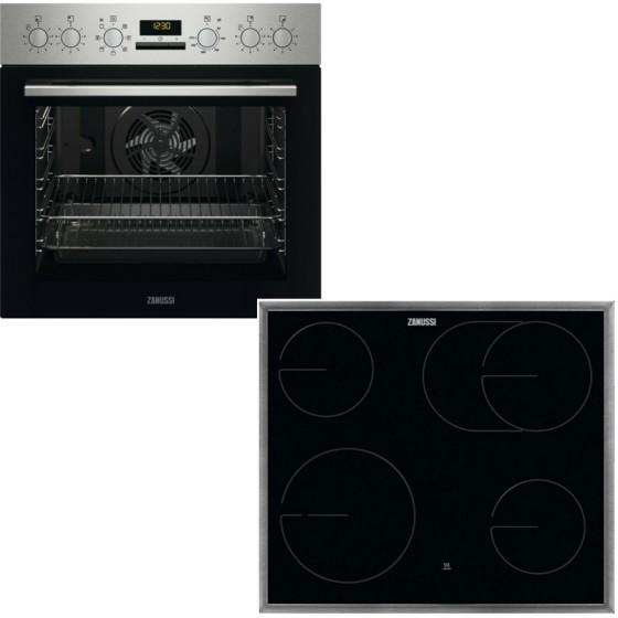 Zanussi ZOHEX2X + ZHDN670X Φούρνος Κάτω Πάγκου 72lt με Κεραμικές Εστίες Inox 