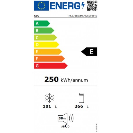 AEG RCB736E7MX Ψυγειοκαταψύκτης NoFrost Υ201xΠ59.5xΒ65εκ. Inox