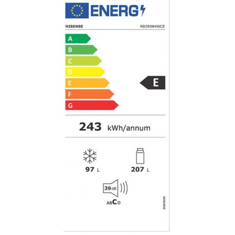 Hisense RB390N4WCE Ψυγειοκαταψύκτης Total NoFrost Inox Υ186xΠ59.5xΒ59εκ Inox