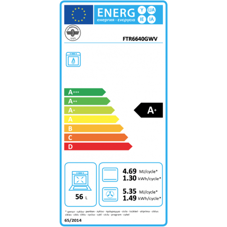 La Germania FTR6640GWV GPL Κουζίνα Υγραερίου Π60εκ. Α+ Λευκή 