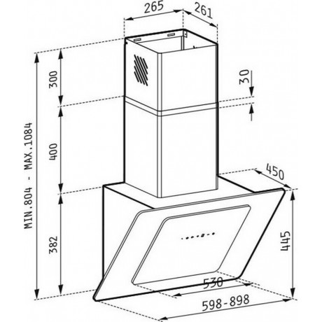 Pyramis Fiero Απορροφητήρας Καμινάδα 90cm Μαύρος (065023001)