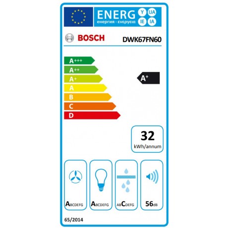 Bosch DWK67FN60 Απορροφητήρας Καμινάδα 60cm Μαύρος  