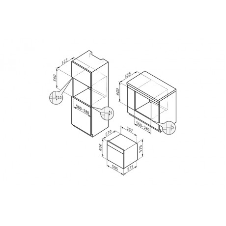 Pyramis PO78010008SIX Εντοιχιζόμενος Φούρνος 78lt 60εκ. Inox  034069801