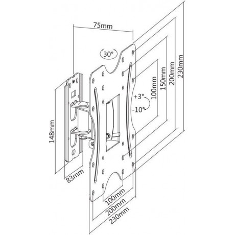 Brateck KLA27-220 Βάση Τηλεόρασης Τοίχου έως 42" και 30kg