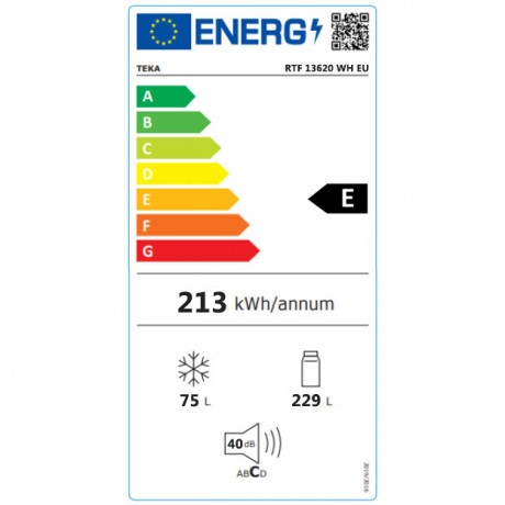 Teka RTF 13620 Ψυγείο Δίπορτο Υ172xΠ60xΒ60εκ. Λευκό 