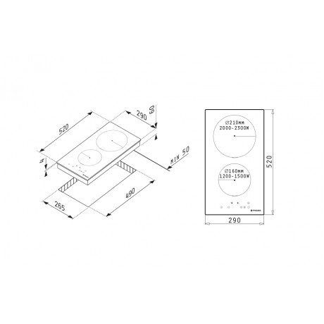 Pyramis PHI32230FMB Domino Επαγωγική Εστία Αυτόνομη 29x52εκ.  174020090