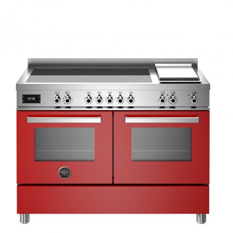 Bertazzoni PRO12 5I 2E RO T  Κουζίνα με 5 Επαγωγικές Εστίες + Teppanyaki & 2 Φούρνους Π120εκ. Kόκκινο 