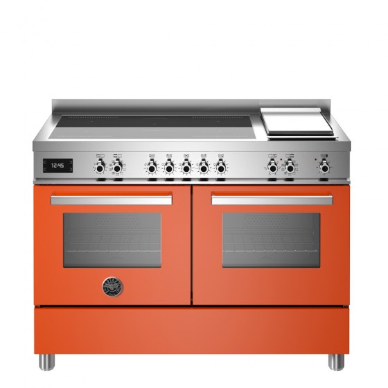 Bertazzoni PRO12 5I 2E AR T Κουζίνα με 5 Επαγωγικές Εστίες + Teppanyaki & 2 Φούρνους Π120εκ. Πορτοκαλί AJ0PJKRESE.00