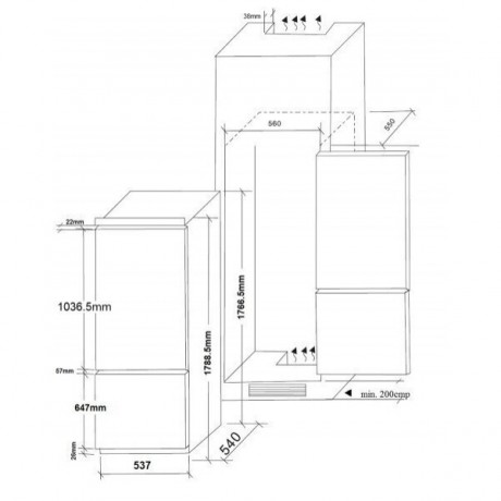 Pyramis BIR 178 Εντοιχιζόμενος Ψυγειοκαταψύκτης Υ178xΠ54xΒ54εκ. 031007702