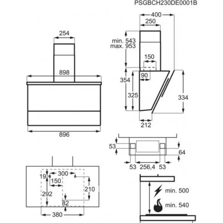 AEG DVE5962HB Απορροφητήρας Καμινάδα 90cm Μαύρος