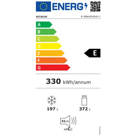 Hitachi R-WB640VRU0-1 Glass Black Ψυγείο Ντουλάπα 569lt Total NoFrost Υ184xΠ90xΒ72εκ. Μαύρο