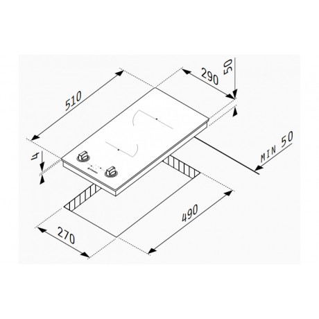 Pyramis PHC31213FMB Domino Κεραμική Εστία με Κομβία 29x51εκ. 174020120