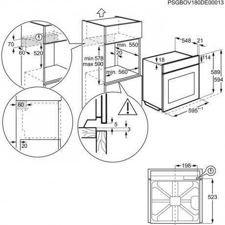 Zanussi ZOHEX0X + ZHDN670X Φούρνος κάτω Πάγκου 72lt με Κεραμικές Εστίες Inox 