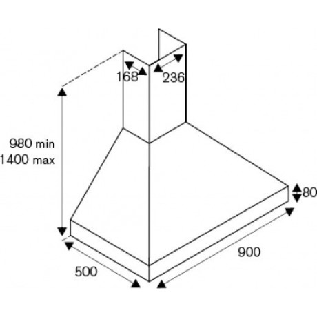 La Germania K90 AM H CR A/19  Απορροφητήρας Καμινάδα 90cm Μπεζ