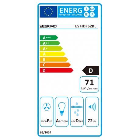 Eskimo ES HDF62BL Ελεύθερος Απορροφητήρας 60cm με 2 Μοτέρ Μαύρος