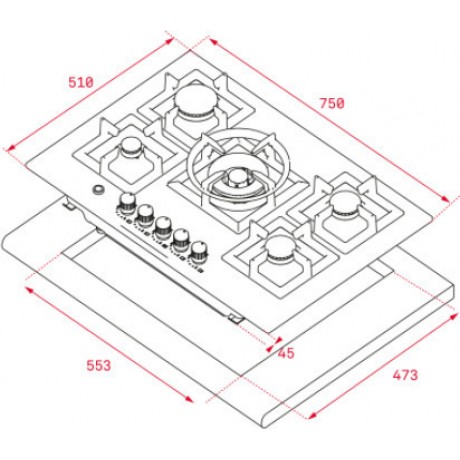 Teka EFX 70.1 5G AI AL DR Εστία Υγραερίου Αυτόνομη 75x51cm Inox