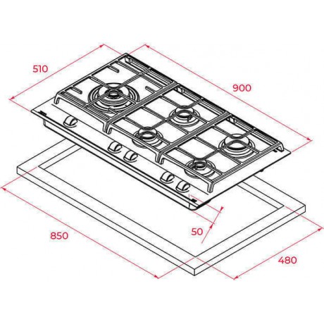 Teka GZC 95320 Κεραμικό Πλατώ Γκαζιού 90cm