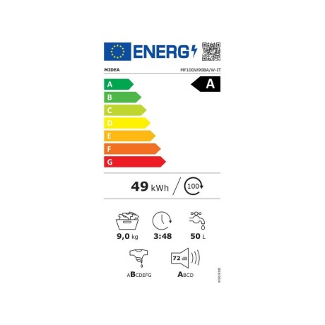 Midea MF100W90BA/W-GR Πλυντήριο Ρούχων 9kg 1400 Στροφών