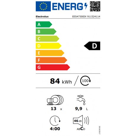 Electrolux EES47300IX Εντοιχιζόμενο Πλυντήριο Πιάτων για 13 Σερβίτσια Π60εκ. Inox