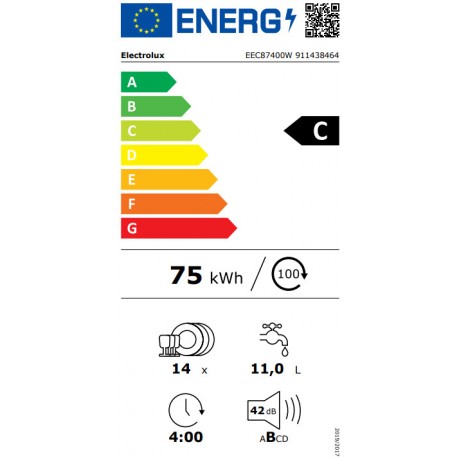 Electrolux EEC87400W Πλήρως Εντοιχιζόμενο Πλυντήριο Πιάτων WiFi για 14 Σερβίτσια Π59.6xY81.8εκ