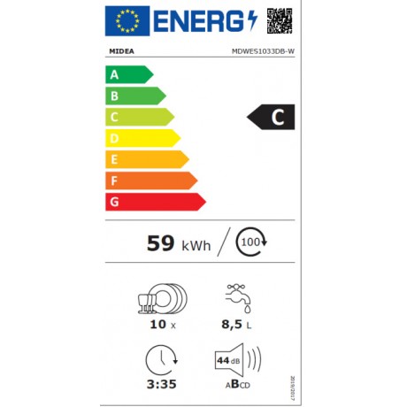 Midea MDWES1033DB Εντοιχιζόμενο Πλυντήριο Πιάτων με 3ο Καλάθι Black Inox  με Wi-Fi