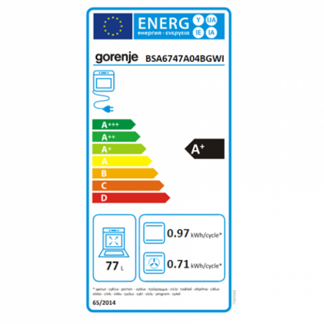 Gorenje BSA6747A04BGWI Φούρνος Αυτόνομος 77lt Ατμού Μαύρος  A+