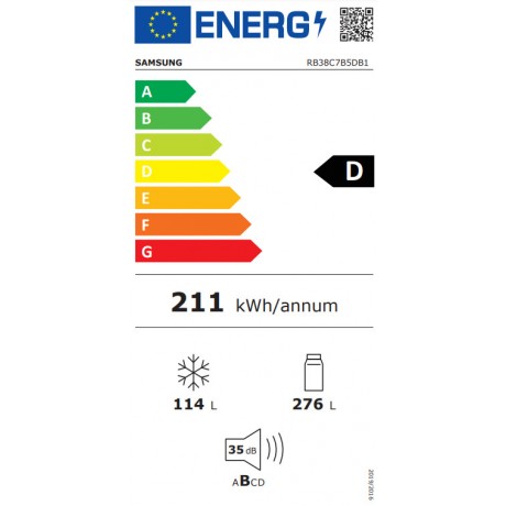 Samsung RB38C7B5DB1/EF Ψυγειοκαταψύκτης 390lt NoFrost Υ203xΠ59.5xΒ66εκ. Ανθρακί 