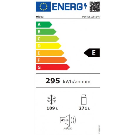 Midea MDRS619FIE46 Ψυγείο Ντουλάπα No Frost Υ177,5xΠ83,3xB65,3 Inox