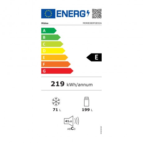 Midea MDRB380FGΕ02Α Ψυγειοκαταψύκτης 270lt Total No Frost Υ180xΠ54.5xΒ62.5cm Inox