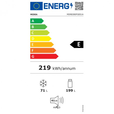 Midea MDRB380FGΕ01Α Ψυγειοκαταψύκτης 270lt Total No Frost Υ180xΠ54.5xΒ62.5cm Λευκός