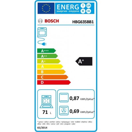 Bosch HBG635BB1 Φούρνος άνω Πάγκου 71lt χωρίς Εστίες Π59.5εκ. Μαύρος  