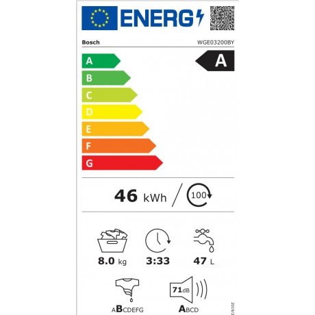 Bosch WGE03200BY Πλυντήριο Ρούχων 8kg 1200 Στροφών  