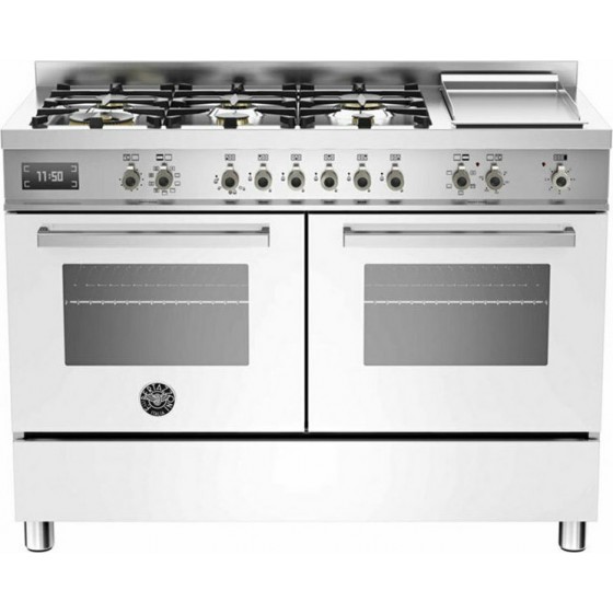 Bertazzoni PRO 120 6G MFE D BI T 6 Εστίες Αερίου + Grill Teppanyaki - 2 Φούρνοι Ηλεκτρικοί 120εκ Λευκό