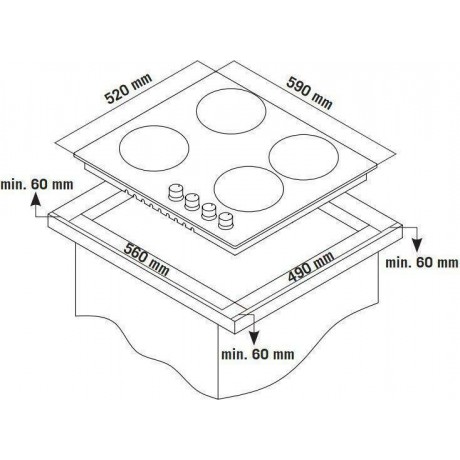 Thermogatz TGS 3322 + TGS 9411 GL Σετ Εντοιχισμού Υγραερίου Μαύρο 04.405.122 + 04.405.120