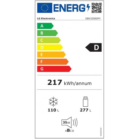 LG GBV3200DPY Ψυγειοκαταψύκτης 387lt Total NoFrost Υ203xΠ59.5xΒ68.2εκ. Inox   