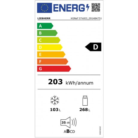 Liebherr KGNsf 57Vd03 Ψυγειοκαταψύκτης NoFrost Υ201.5xΠ59.7xΒ67.5εκ. Inox 